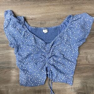Blue scrunch top